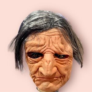 OLD WOMAN “AGNES” MASK w HAIR HALLOWEEN ADULTS/KIDS